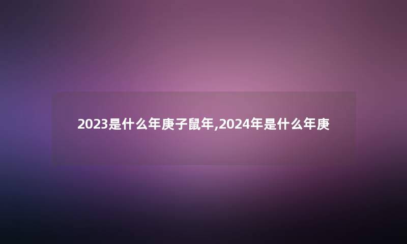 2023是什么年庚子鼠年,2024年是什么年庚