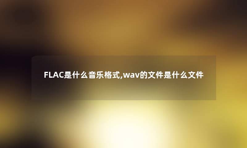 FLAC是什么音乐格式,wav的文件是什么文件