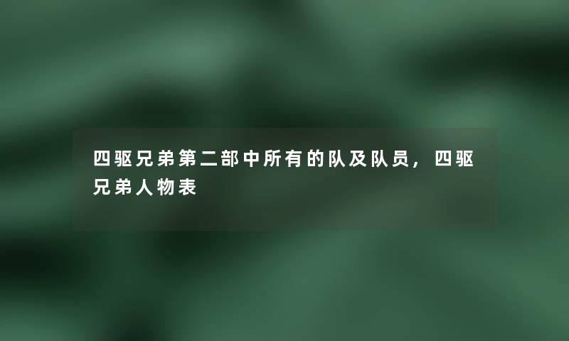 四驱兄弟第二部中所有的队及队员,四驱兄弟人物表