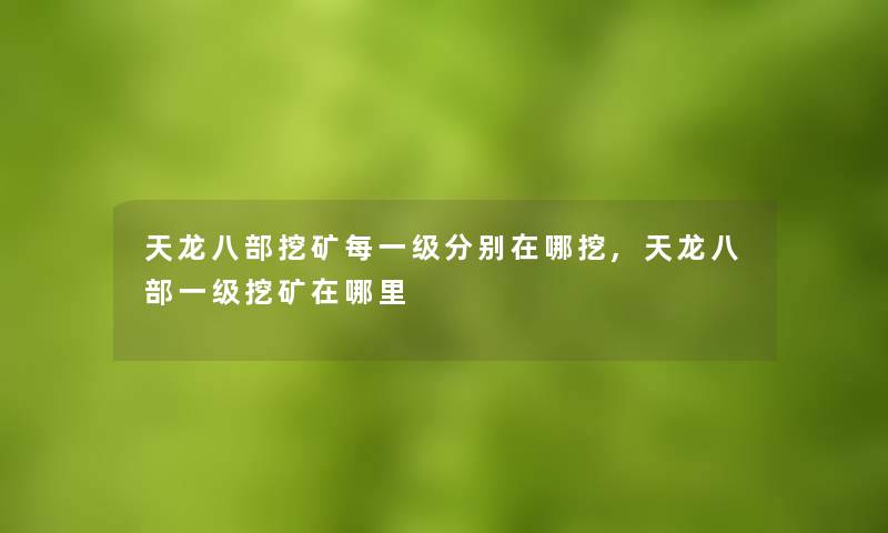 天龙八部挖矿每一级分别在哪挖,天龙八部一级挖矿在哪里