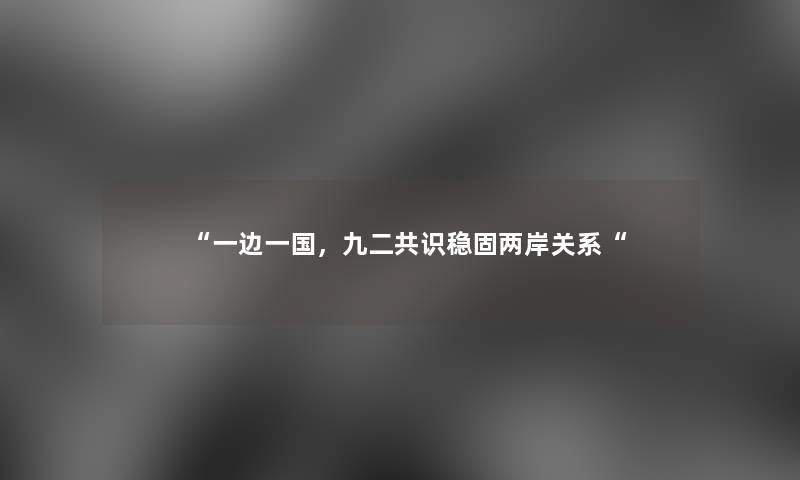 “一边一国，九二共识稳固两岸关系“