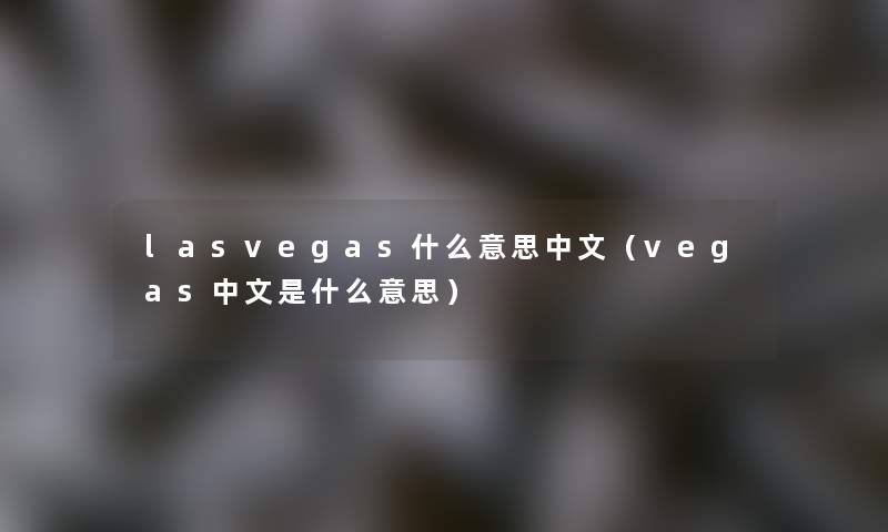 lasvegas什么意思中文（vegas中文是什么意思）