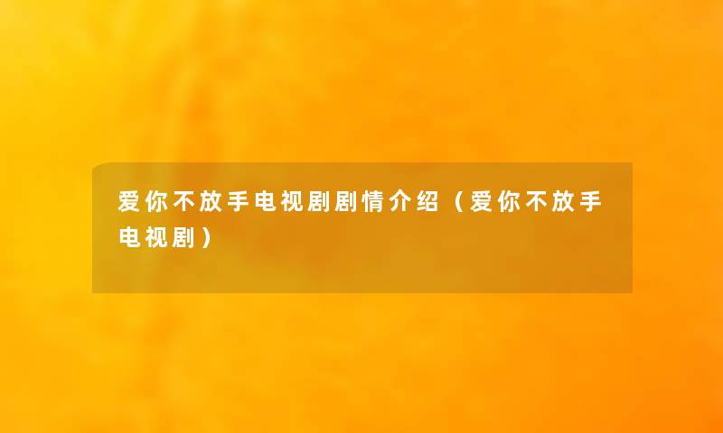 爱你不放手电视剧剧情介绍（爱你不放手电视剧）