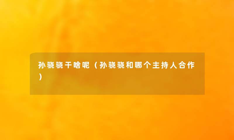 孙骁骁干啥呢（孙骁骁和哪个主持人合作）