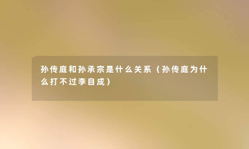 孙传庭和孙承宗是什么关系（孙传庭为什么打李自成）