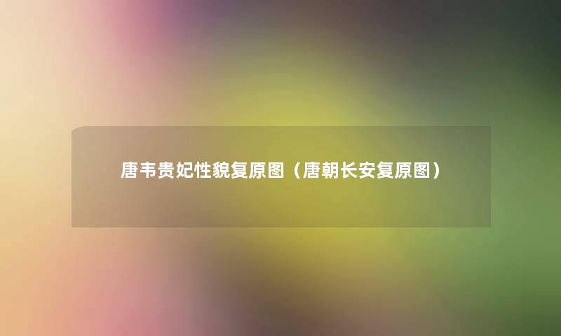 唐韦贵妃性貌复原图（唐朝长安复原图）