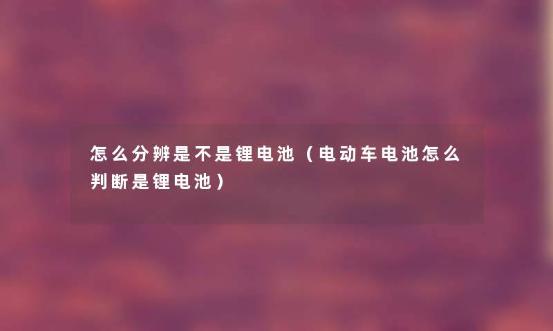 怎么分辨是不是锂电池（电动车电池怎么判断是锂电池）