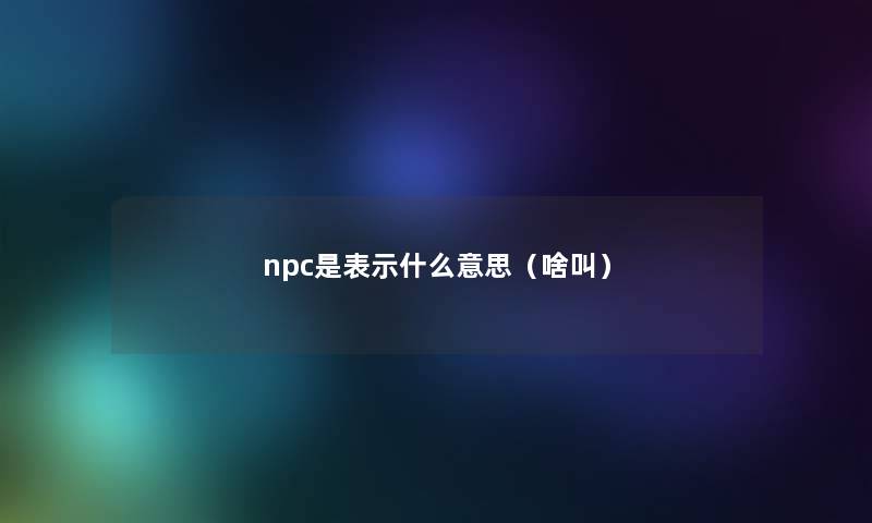 npc是表示什么意思（啥叫）