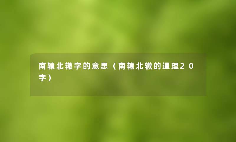 南辕北辙字的意思（南辕北辙的道理20字）