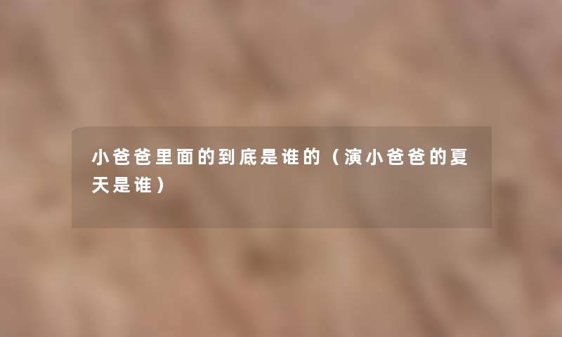 小爸爸里面的到底是谁的（演小爸爸的夏天是谁）