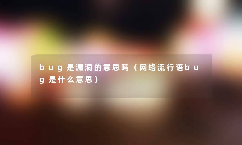 bug是漏洞的意思吗（网络流行语bug是什么意思）