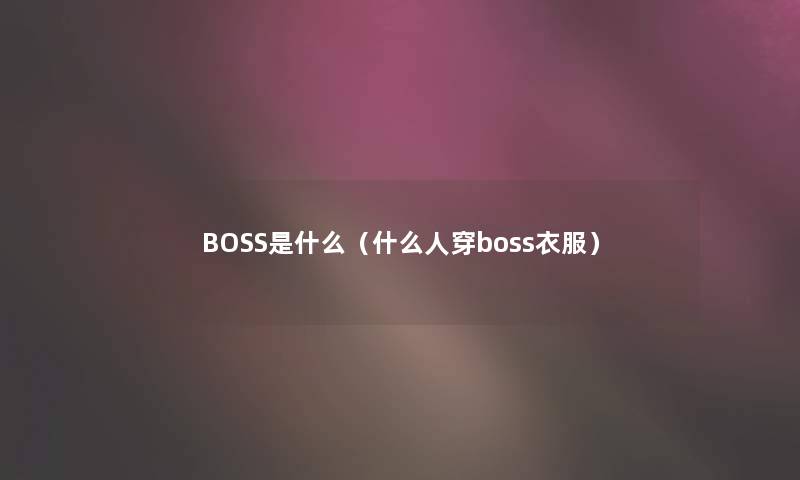 BOSS是什么（什么人穿boss衣服）