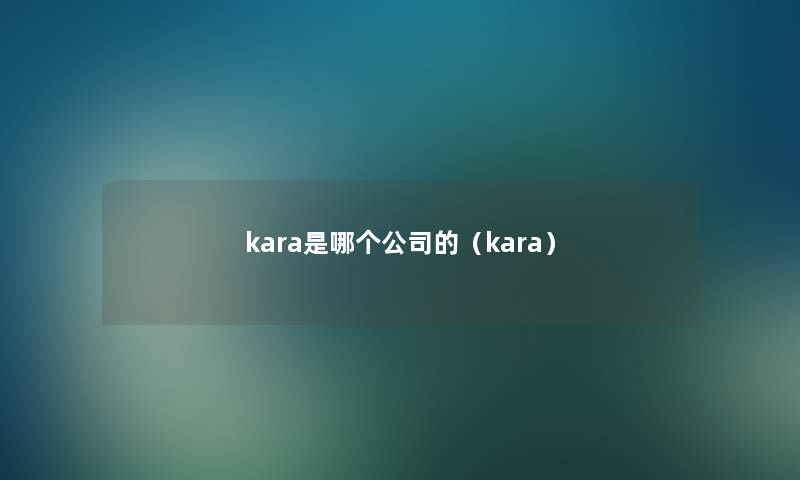 kara是哪个公司的（kara）