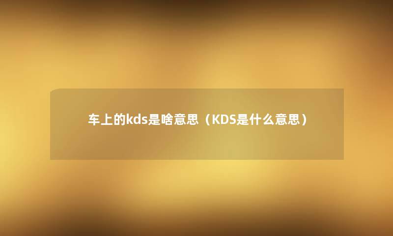 车上的kds是啥意思（KDS是什么意思）