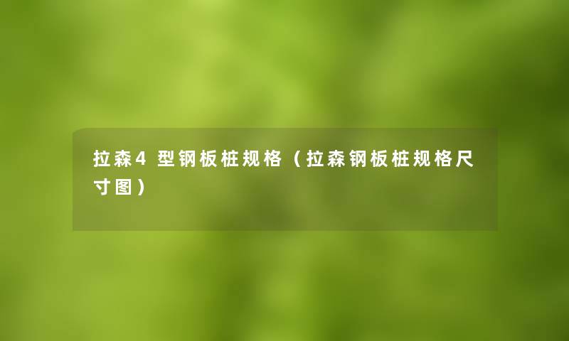 拉森4型钢板桩规格（拉森钢板桩规格尺寸图）