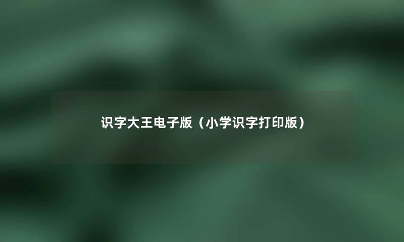 识字大王电子版（小学识字打印版）