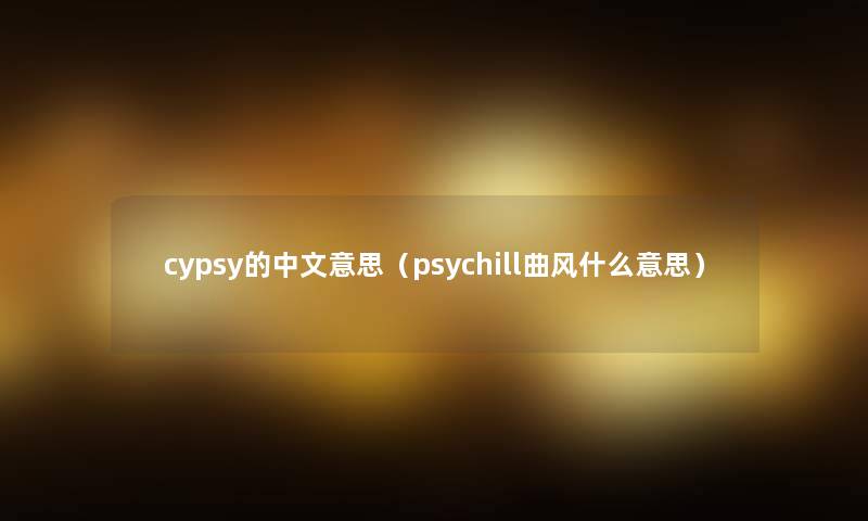 cypsy的中文意思（psychill曲风什么意思）