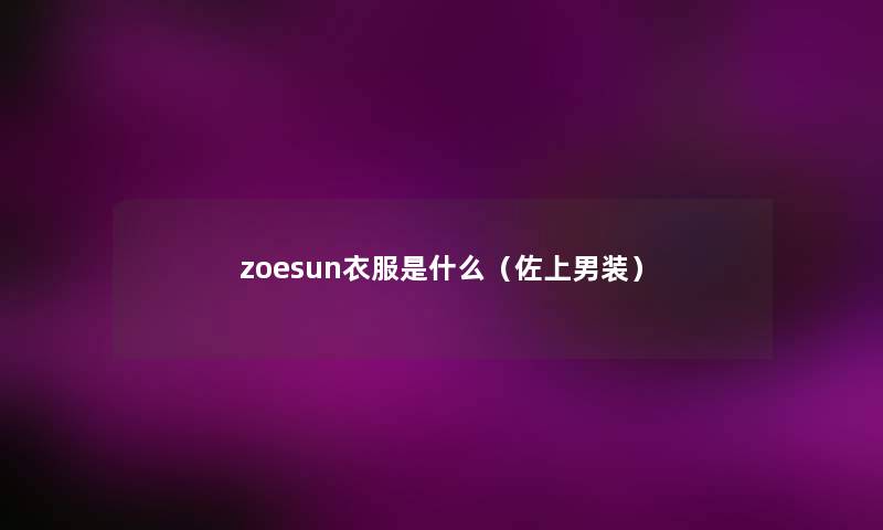 zoesun衣服是什么（佐上男装）