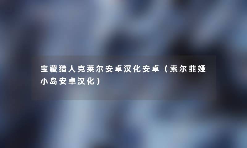 宝藏猎人克莱尔安卓汉化安卓（索尔菲娅小岛安卓汉化）