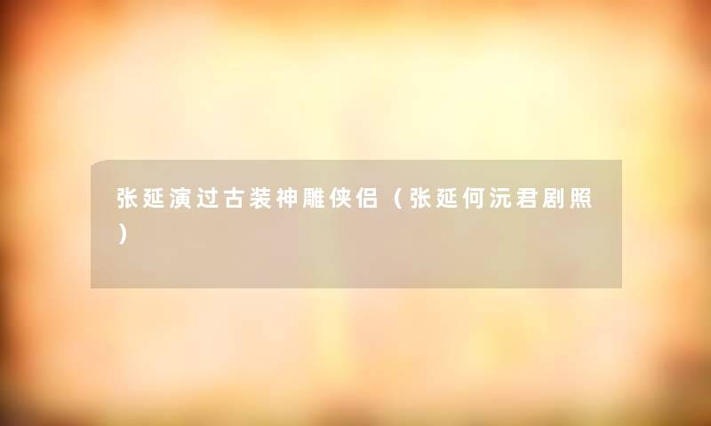 张延演过古装神雕侠侣（张延何沅君剧照）