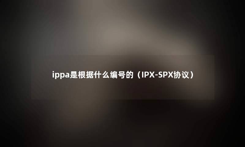 ippa是根据什么编号的（IPX-SPX协议）