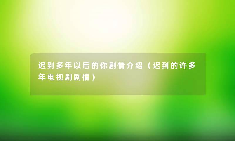 迟到多年以后的你剧情介绍（迟到的许多年电视剧剧情）