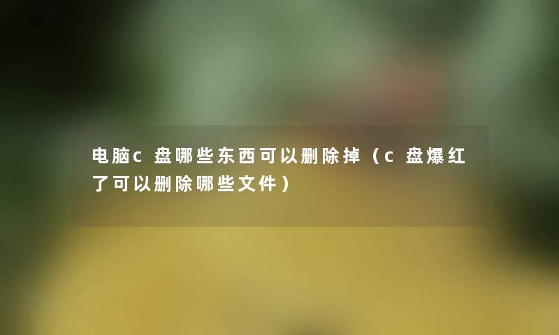 电脑c盘哪些东西可以删除掉（c盘爆红了可以删除哪些文件）