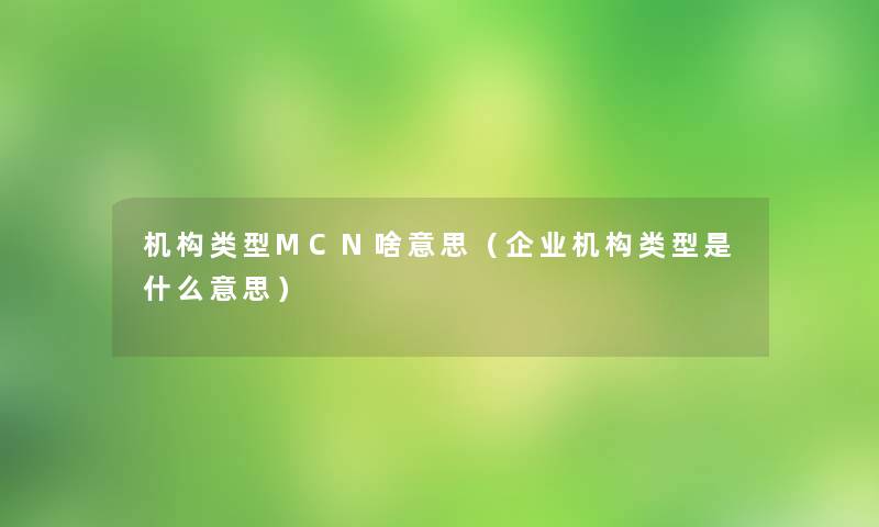 机构类型MCN啥意思（企业机构类型是什么意思）