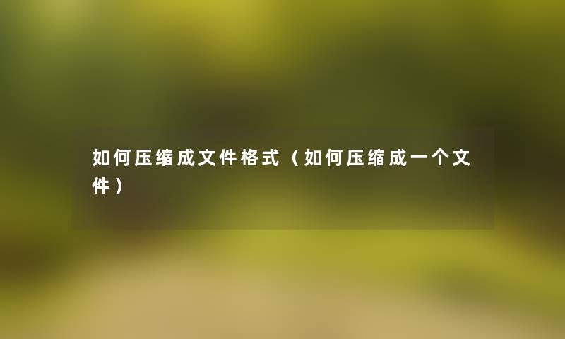 如何压缩成文件格式（如何压缩成一个文件）