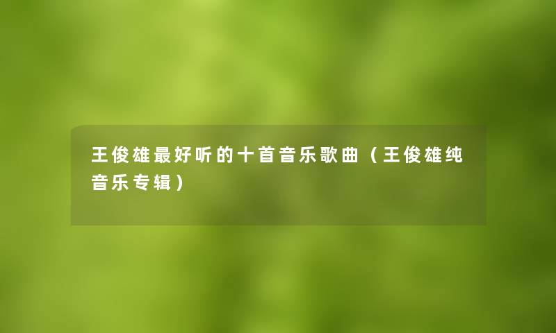 王俊雄好听的十首音乐歌曲（王俊雄纯音乐专辑）