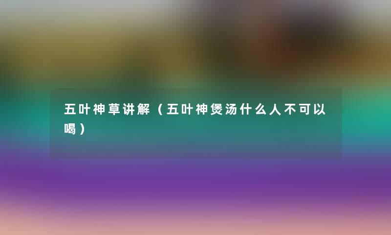 五叶神草讲解（五叶神煲汤什么人不可以喝）