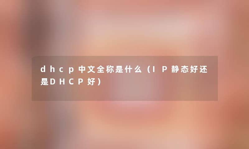 dhcp中文全称是什么（IP静态好还是DHCP好）