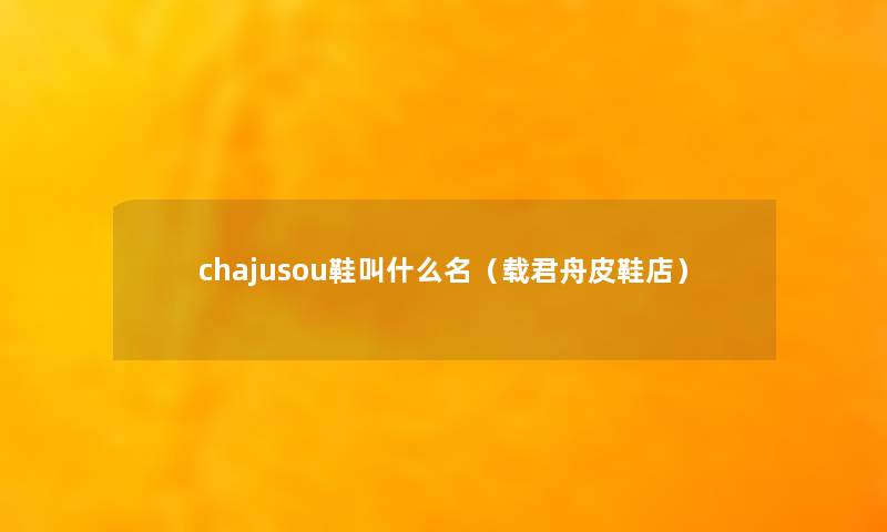 chajusou鞋叫什么名（载君舟皮鞋店）