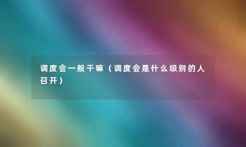 调度会一般干嘛（调度会是什么级别的人召开）