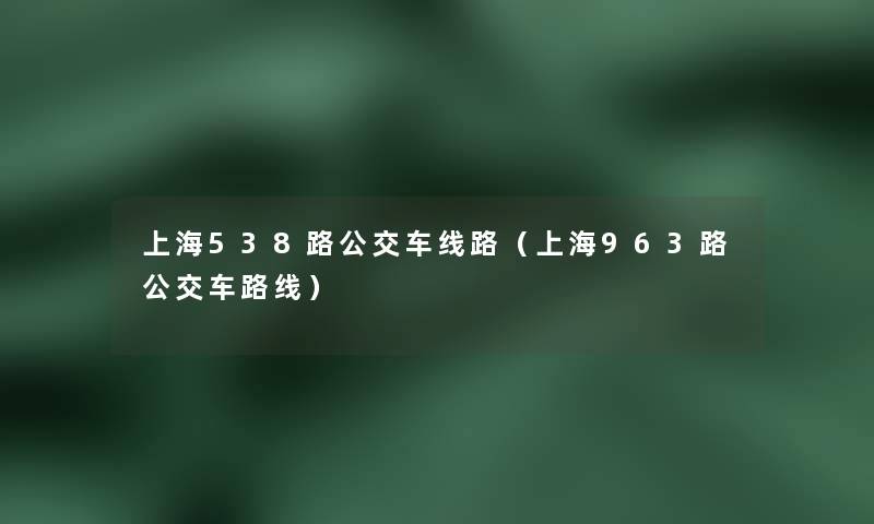 上海538路公交车线路（上海963路公交车路线）