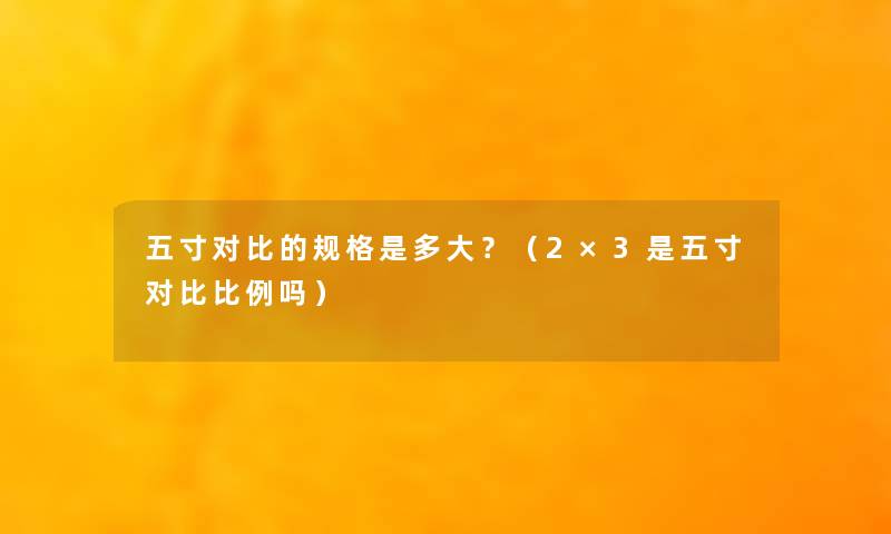 五寸对比的规格是多大？（2×3是五寸对比比例吗）