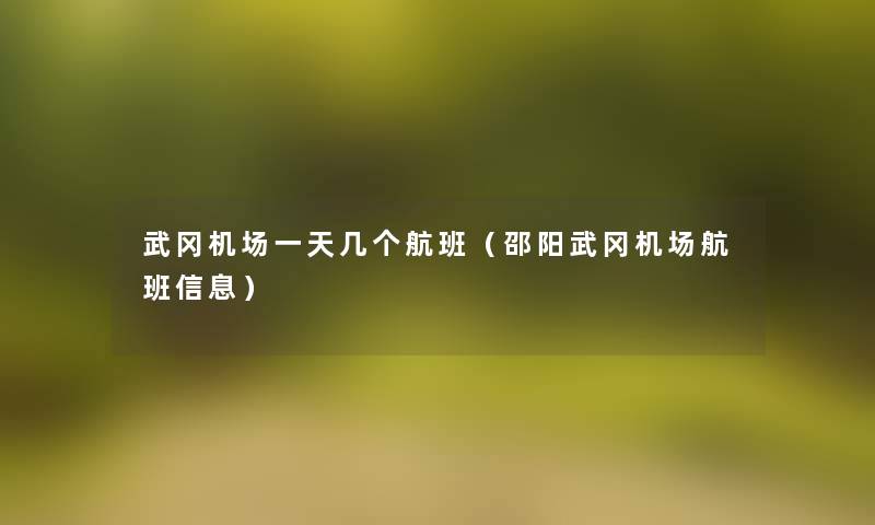 武冈机场一天几个航班（邵阳武冈机场航班信息）