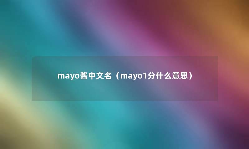 mayo酱中文名（mayo1分什么意思）