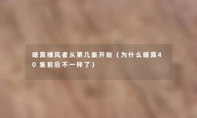 暗算捕风者从第几集开始（为什么暗算40集前后不一样了）