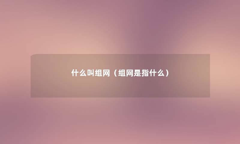 什么叫组网（组网是指什么）