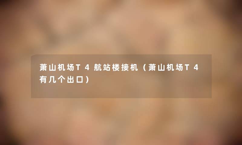 萧山机场T4航站楼接机（萧山机场T4有几个出口）