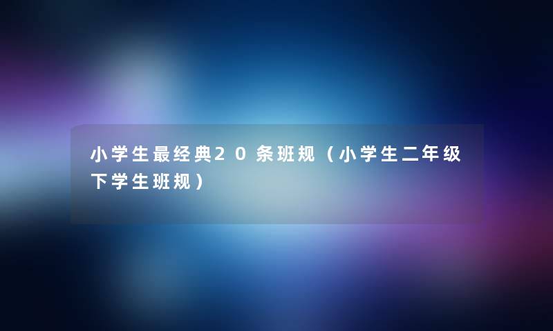 小学生经典20条班规（小学生二年级下学生班规）