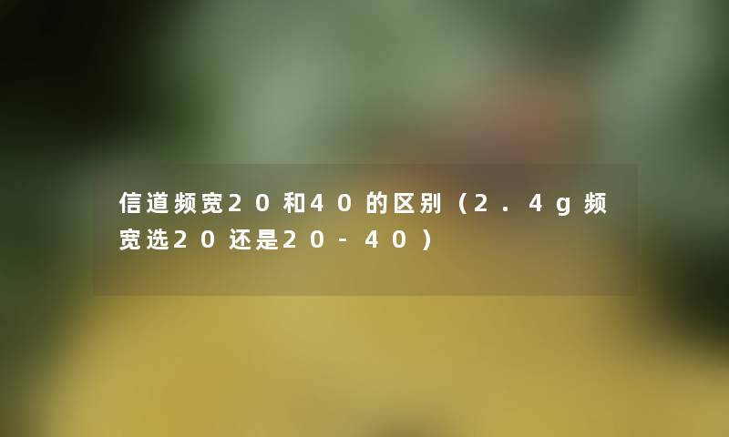 信道频宽20和40的区别（2.4g频宽选20还是20-40）