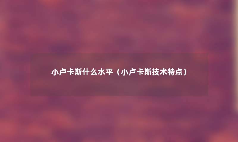 小卢卡斯什么水平（小卢卡斯技术特点）