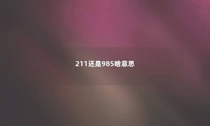 211还是985啥意思