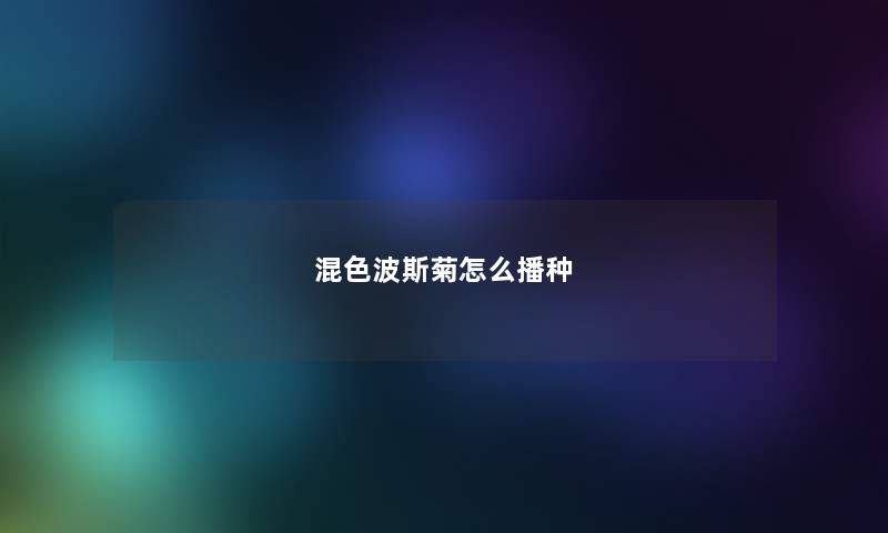 混色波斯菊怎么播种